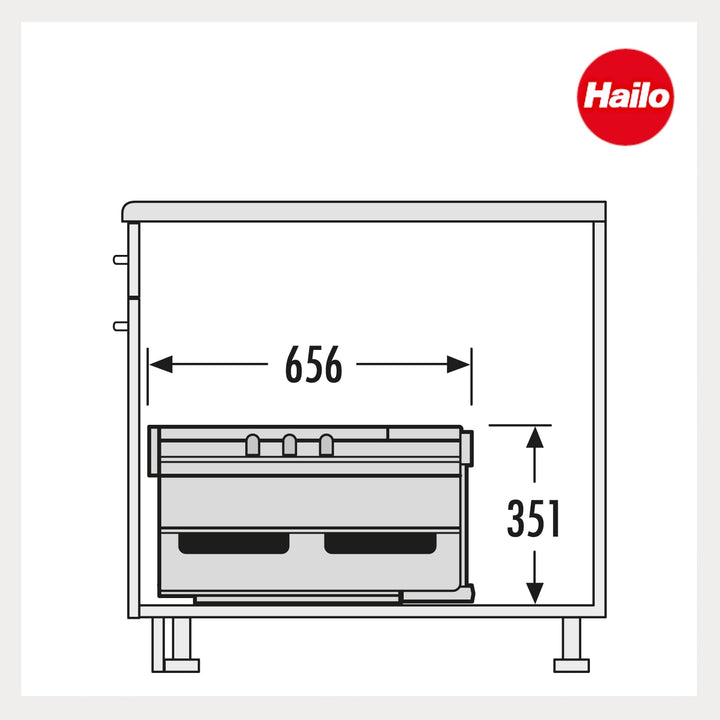 Hailo Abfallsammler Rondo 3645121 | Eckabfallsammler 2fach für 90x90 Eckunterschrank | 2x 18 Liter I