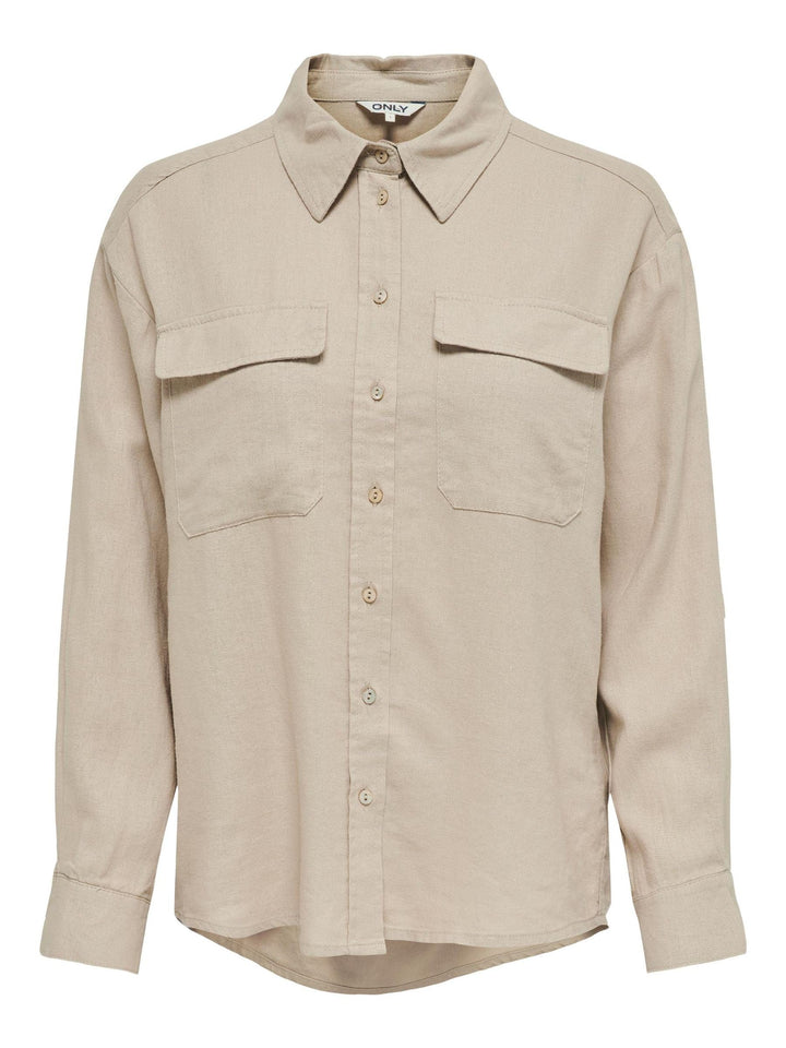 ONLY Damen Onlcaro L/S Ovs Linen Bl Shirt Cc PNT Bluse XS Oxford Tan, XS Oxford Tan