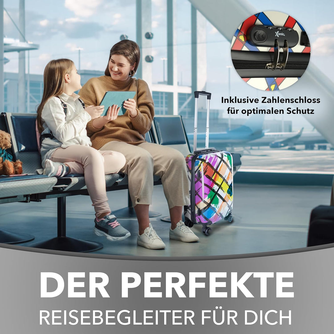 Xonic Design Reisekoffer - Hartschalen-Koffer mit 360° Leichtlauf-Rollen - hochwertiger Trolley mit