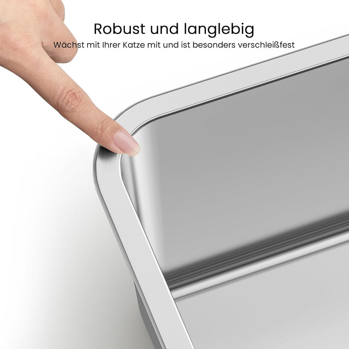 PTLOM Edelstahl Katzenklo, Grosse Katzentoilette aus Metall, Spritzwassergeschützt, Geruchsfrei und