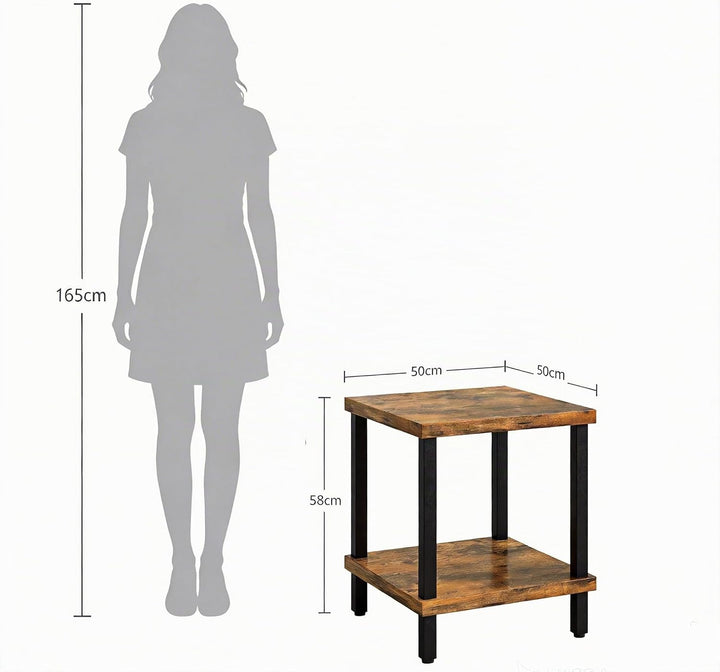 Beistelltisch Holz 2 Tier Couchtisch Nachttisch Schmal Beistelltische Klein mit Stauraum für Wohnzim