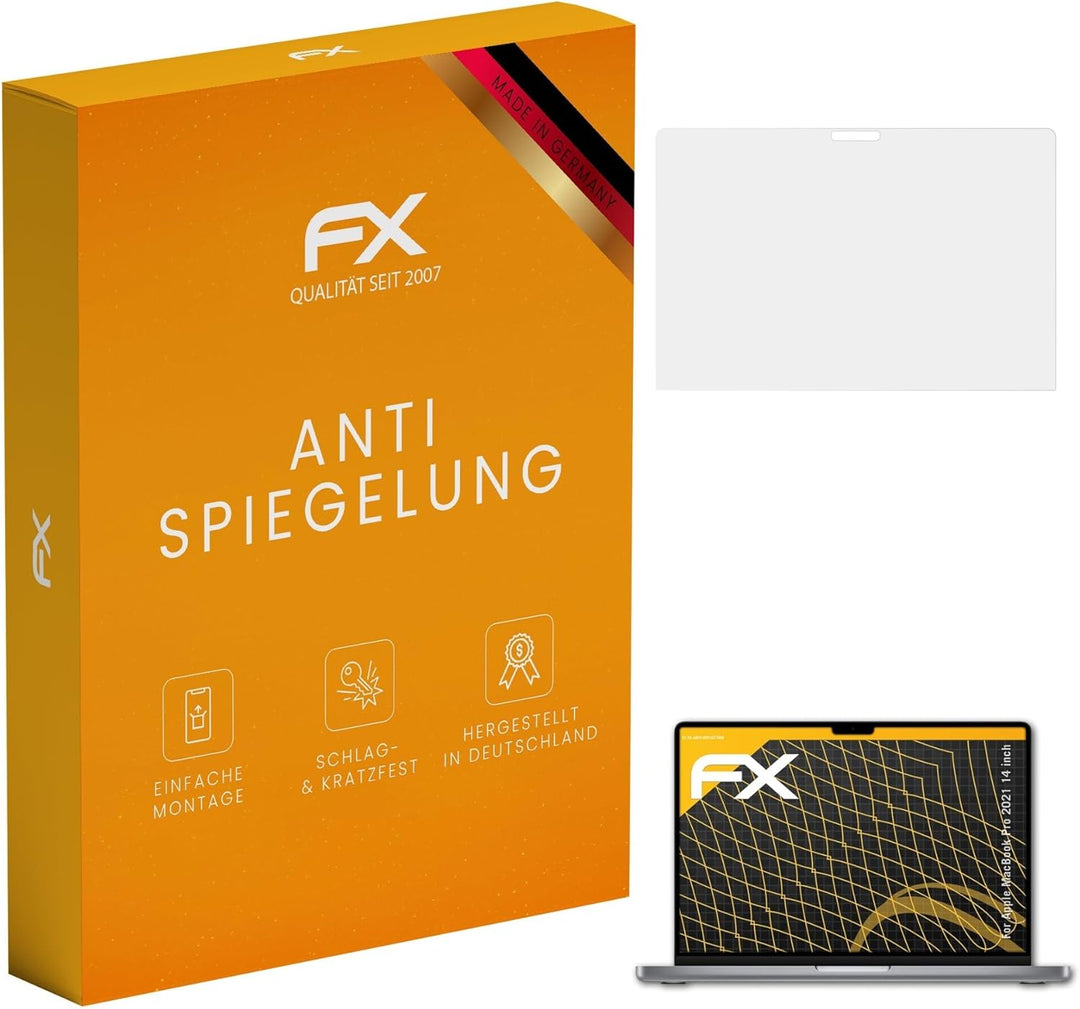 atFoliX Panzerfolie kompatibel mit Apple MacBook Pro 2021 14 inch Schutzfolie, entspiegelnde und sto