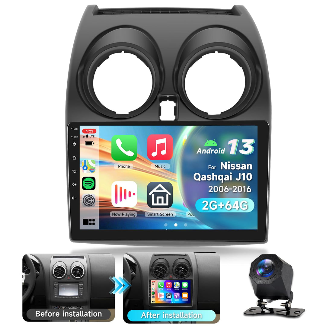 2G&amp;64G VECHTEL 9" Autoradio Für Nissan Qashqai J10 2006-2016（mit Navigationsbildschirm） mit Carplay