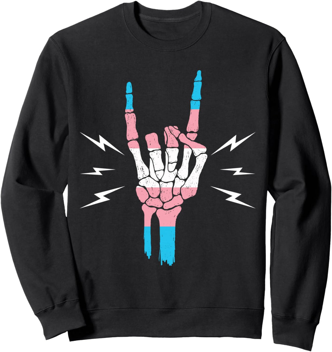 Transgender Pride Flagge Lustiges Skelett Hand Transgender Sweatshirt
