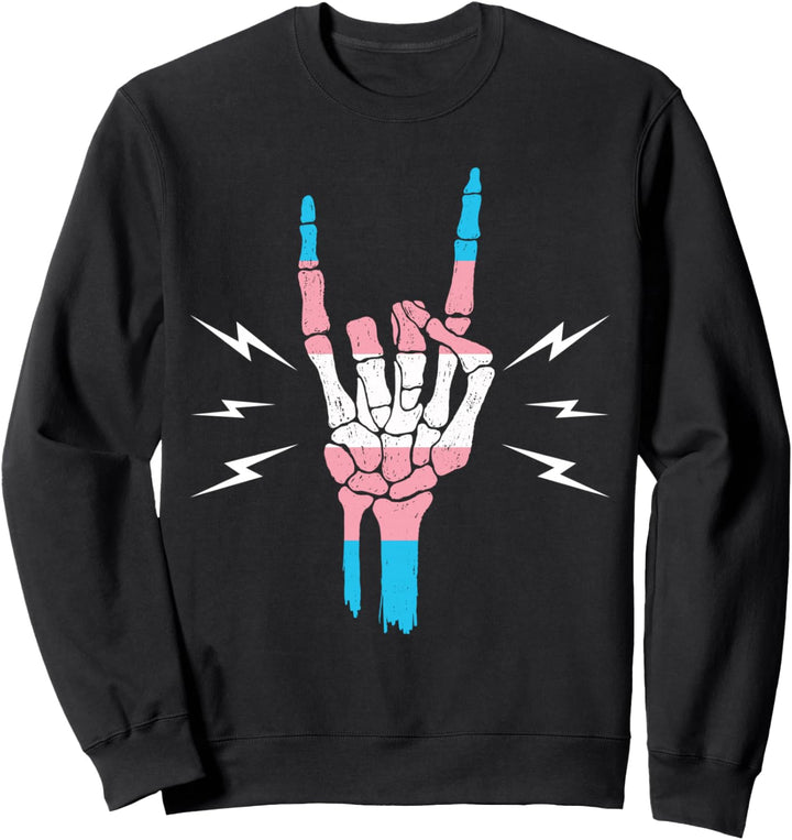 Transgender Pride Flagge Lustiges Skelett Hand Transgender Sweatshirt
