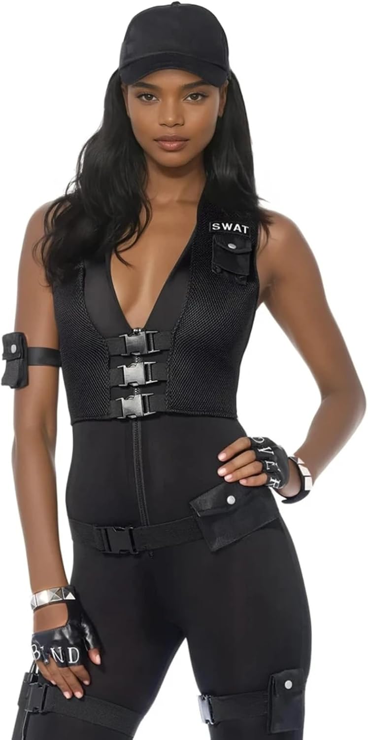 LEG AVENUE Damen Deluxe Swat Commander Kost me, Schwarz, Large EUR 40 Large (EUR 40), Large (EUR 40)