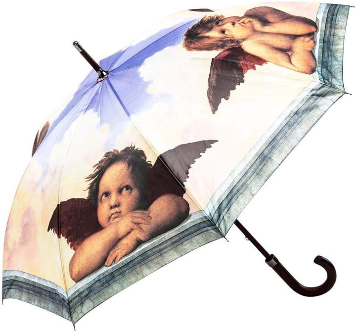 LUCKYWEATHER Regenschirm Stockschirm Damen/Herren Motiv Raffael Engel I Stockregenschirm gross und s