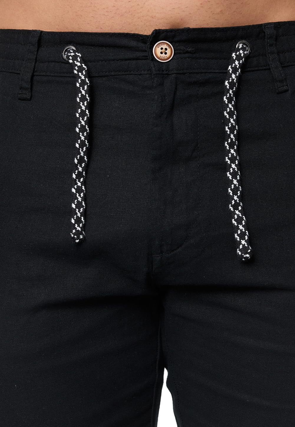 Indicode Herren Venedig Stoffhose aus Leinen & Baumwolle | Leinenhose Freizeithose Männer M Schwarz,