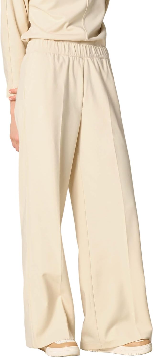 Goldenpoint Damen-Leggings Wide Leg Soft Touch mit elastischem Bund und Seitentaschen S Weiss, S Wei