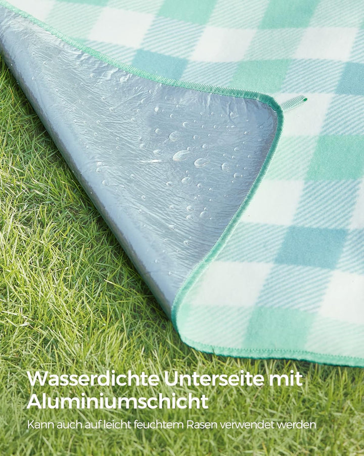 SONGMICS Picknickdecke, 200 x 200 cm, mit 4 Erdankern, gross, Campingdecke, für Park, Garten, Strand