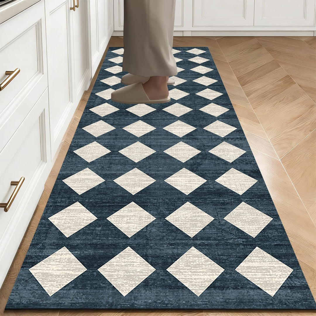 WTHYGB Teppich Läufer 60 x 120 cm, rutschfest Waschbar Teppichläufer, Küchenläufer Geometrie Design