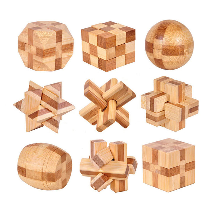 Holzsammlung 9 Stück Knobelspiele Holz, Geschicklichkeitsspiel Holz, Logikspiele IQ Spiele Geduldspi