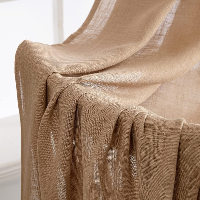 MIULEE Gardinen Vorhänge mit ösen Voile Vorhang Modern Leinenoptik Halbtransparent für Wohnzimmer Sc