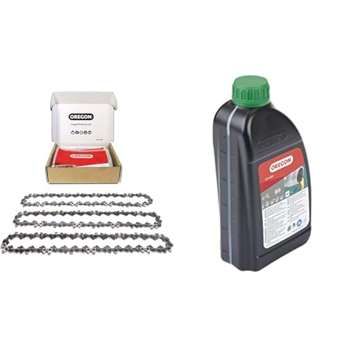 Oregon 3er-Pack Sägekette 35cm 3/8" LP für 35cm Schiene und 1L Bio-Kettenöl - 52 Antriebsglieder, 1.