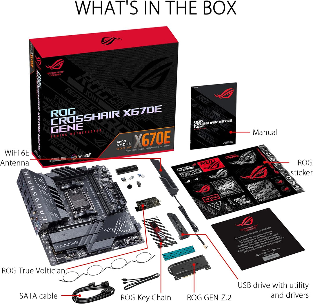 ASUS ROG CROSSHAIR X670E GENE Gaming Mainboard Sockel AMD AM5 (Ryzen 7000, micro-ATX, DDR5 Speicher,