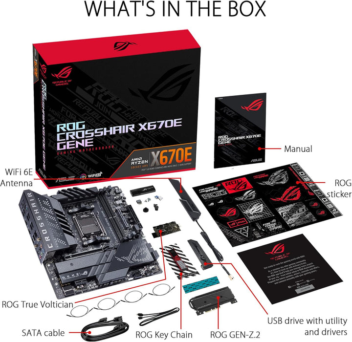 ASUS ROG CROSSHAIR X670E GENE Gaming Mainboard Sockel AMD AM5 (Ryzen 7000, micro-ATX, DDR5 Speicher,