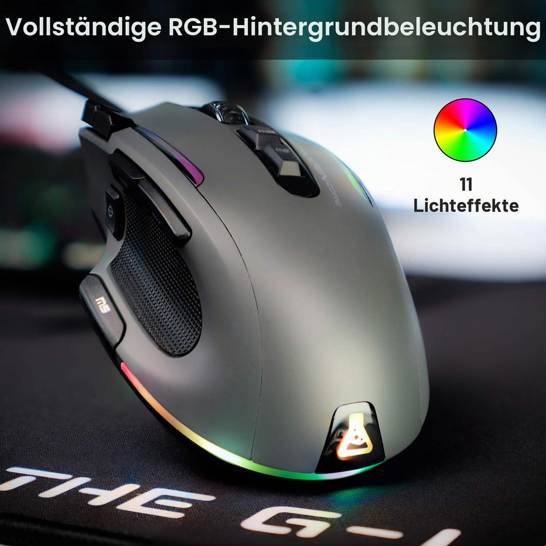 The G-LAB Kult NITROGEN CORE Hochleistungs-Kabel-Gaming-Maus - Avago 10.000 DPI-Optischsensor, RGB,