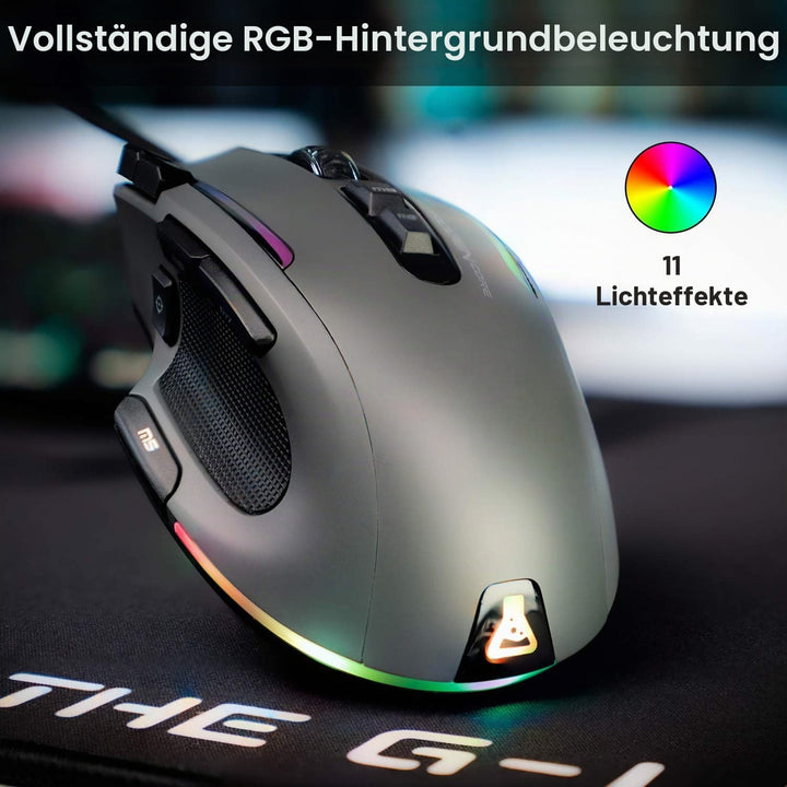 The G-LAB Kult NITROGEN CORE Hochleistungs-Kabel-Gaming-Maus - Avago 10.000 DPI-Optischsensor, RGB,