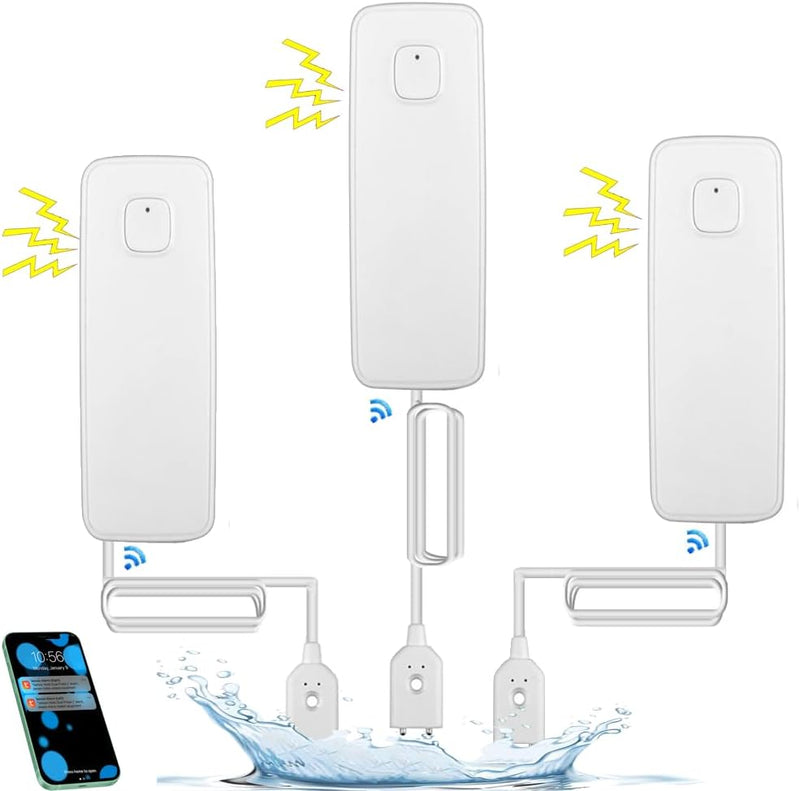 WiFi Wasserleck Sensor, 80dBwater Sensor Alarm, Sumpfpumpe Alarm, TUYA APP Kostenlose Fernüberwachun