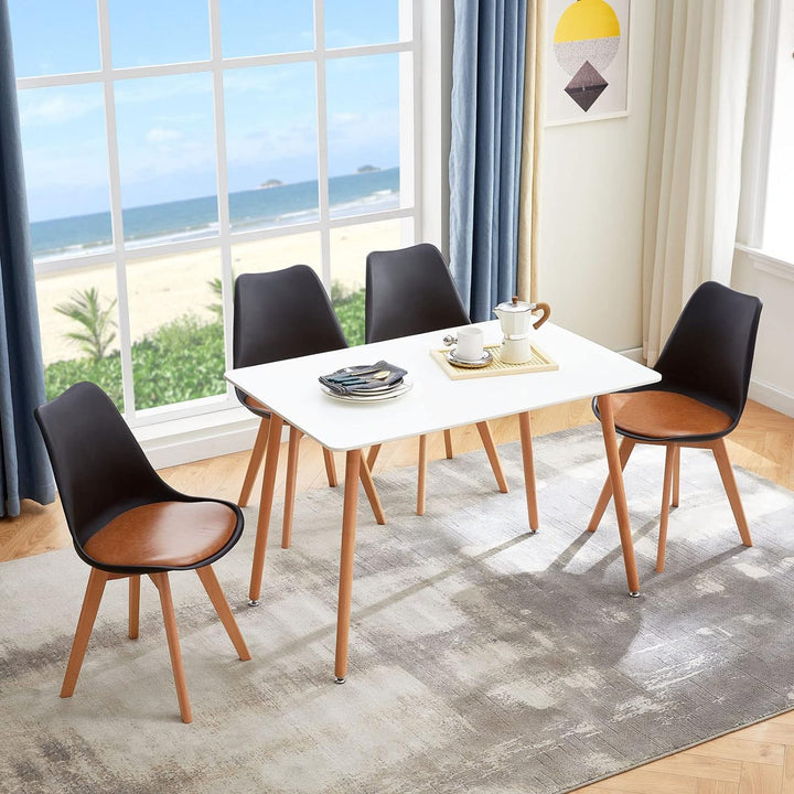 EGGREE 4er Set Esszimmerstühle mit Massivholz Buche Bein SGS Geprüfter, Skandinavisch Design Gepolst