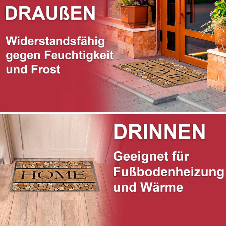 Hochwertige Fussmatte 60x80 cm (Large) – Schmutzfangmatte für Innen & Aussen, rutschfest mit hoher S