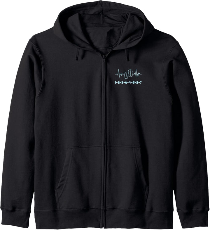 V8 Herzschlag Design für Achtzylinder Autofans Kapuzenjacke