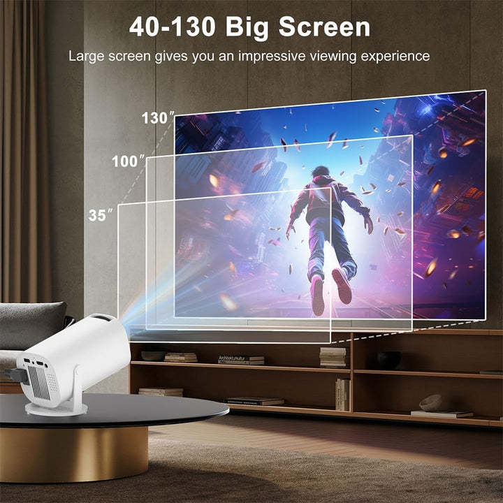 Mini Beamer, Smart Projektor Full HD 1080P, Klein Beamer Heimkino mit WiFi 6 und Bluetooth 5.2, Unte