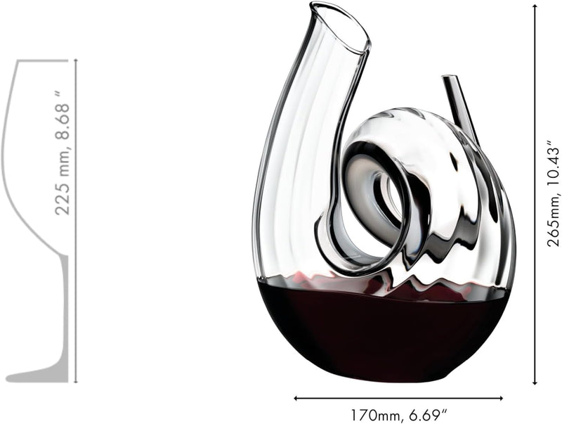 Riedel - Decanter - Dekanter - Weindekanter - Curly Fatto A Mano Black/White/Black Optic - Kristallg