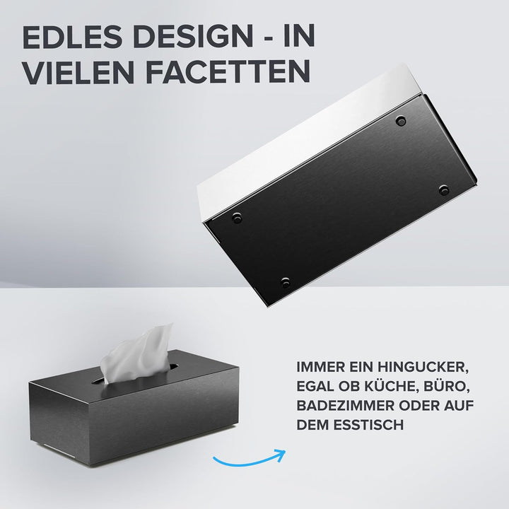 ovimar Kosmetiktücher Box Styggehoe | aus edlem Edelstahl | Gunmetal | Taschentuchspender, Papierhan