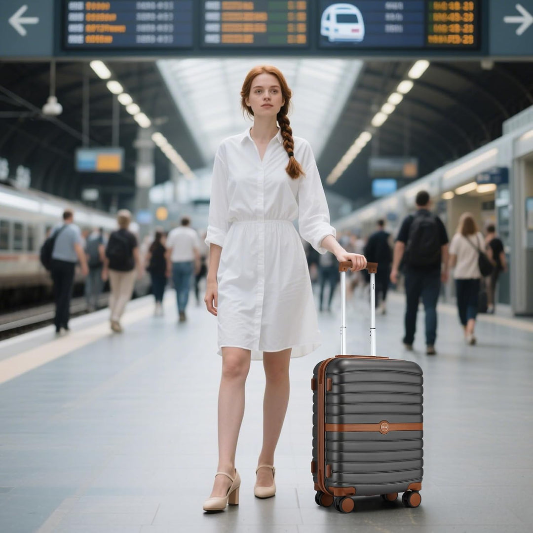 KONO Koffer Reisekoffer Trolley Koffer mittelgross von ABS+PC Hartschalenkoffer mit Zwillingsrollen