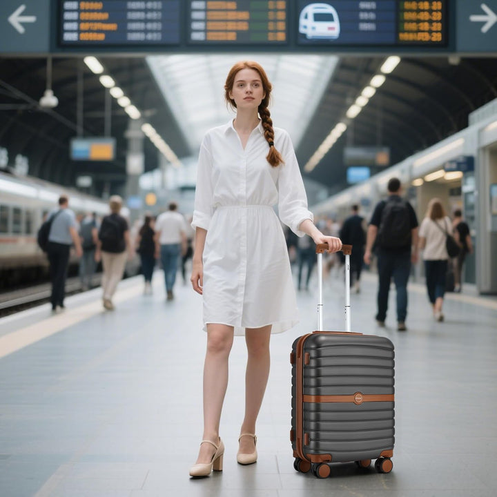 KONO Koffer Reisekoffer Trolley Koffer mittelgross von ABS+PC Hartschalenkoffer mit Zwillingsrollen