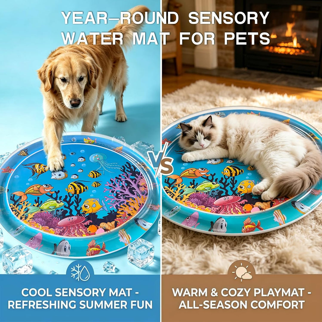 Water Sensory Playmat Cats,Inflatable Cooling Mat for Cats,Sensory Water Playmat Katzen Hund,Verdick