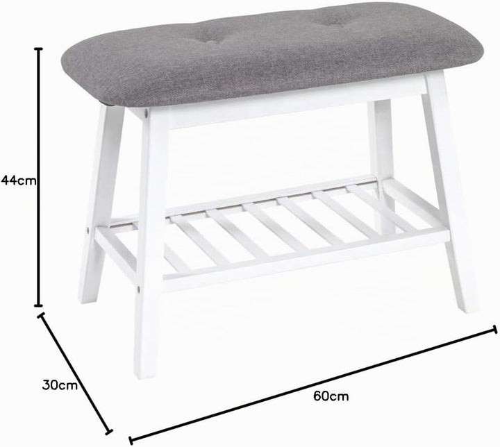 HAKU Möbel Schuhbank, Bambus, weiss-grau, B 60 x T 30 x H 44 cm Weiss-grau 60 x 30 x 44 cm, Weiss-gr