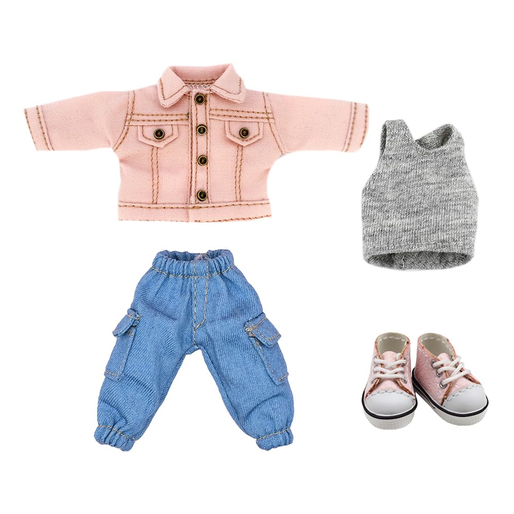 niannyyhouse OB11 1/12 BJD Puppenkleidung Mantel Tasche Hose Weste Schuhe Denim Outfit 10,9 cm Actio