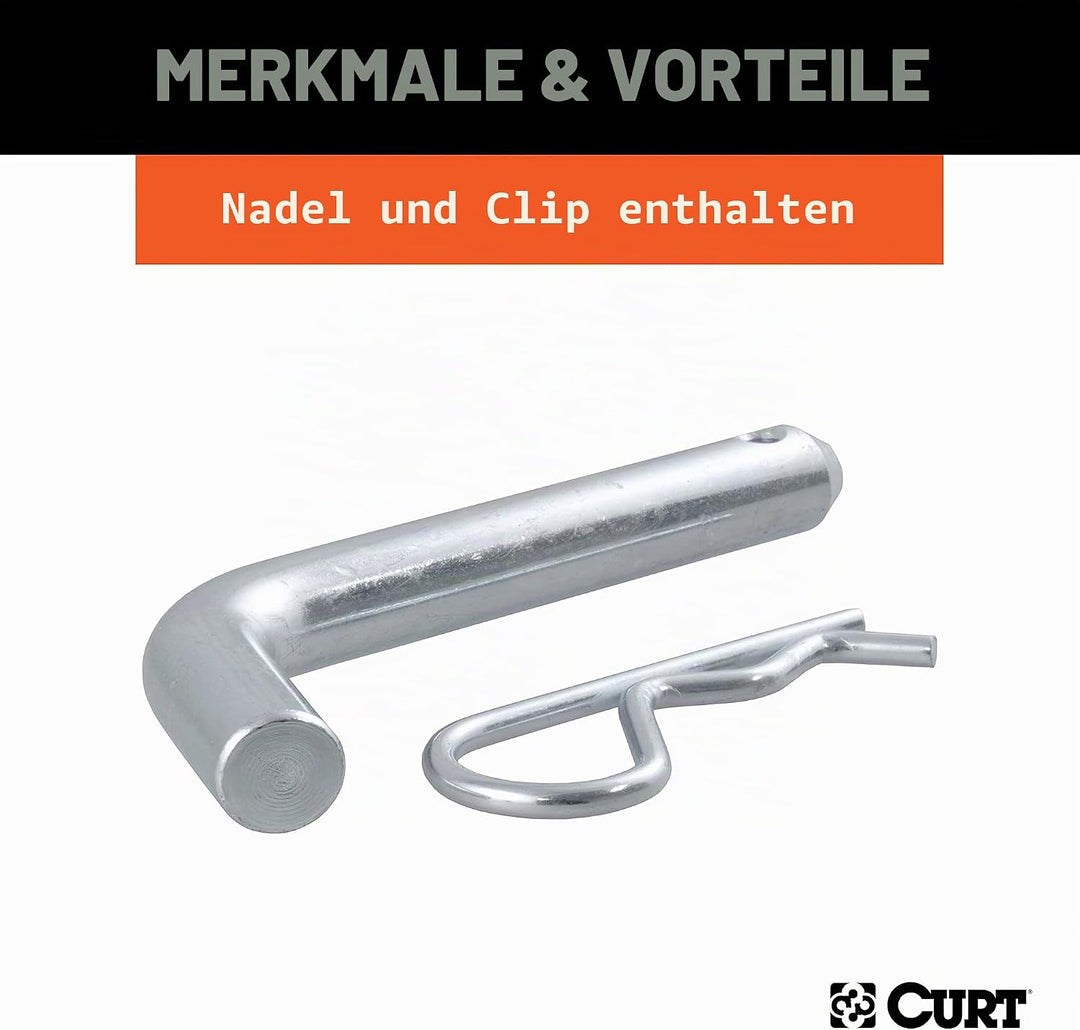 CURT 45056 Anhängerkupplungshalterung mit 5,1 cm Kugel und Stift, passend für 2-Zoll-Empfänger, 3,4