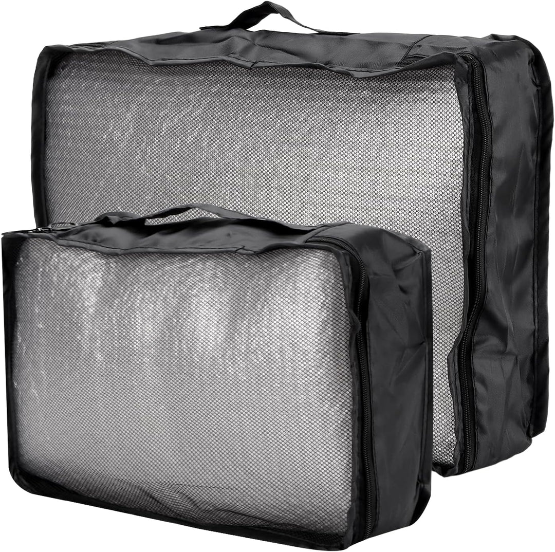 SINJEUN 2 Sätze Koffer Organizer Set, 14 Stück Schwarz Packing Cubes, Reise Organizer Set für Koffer