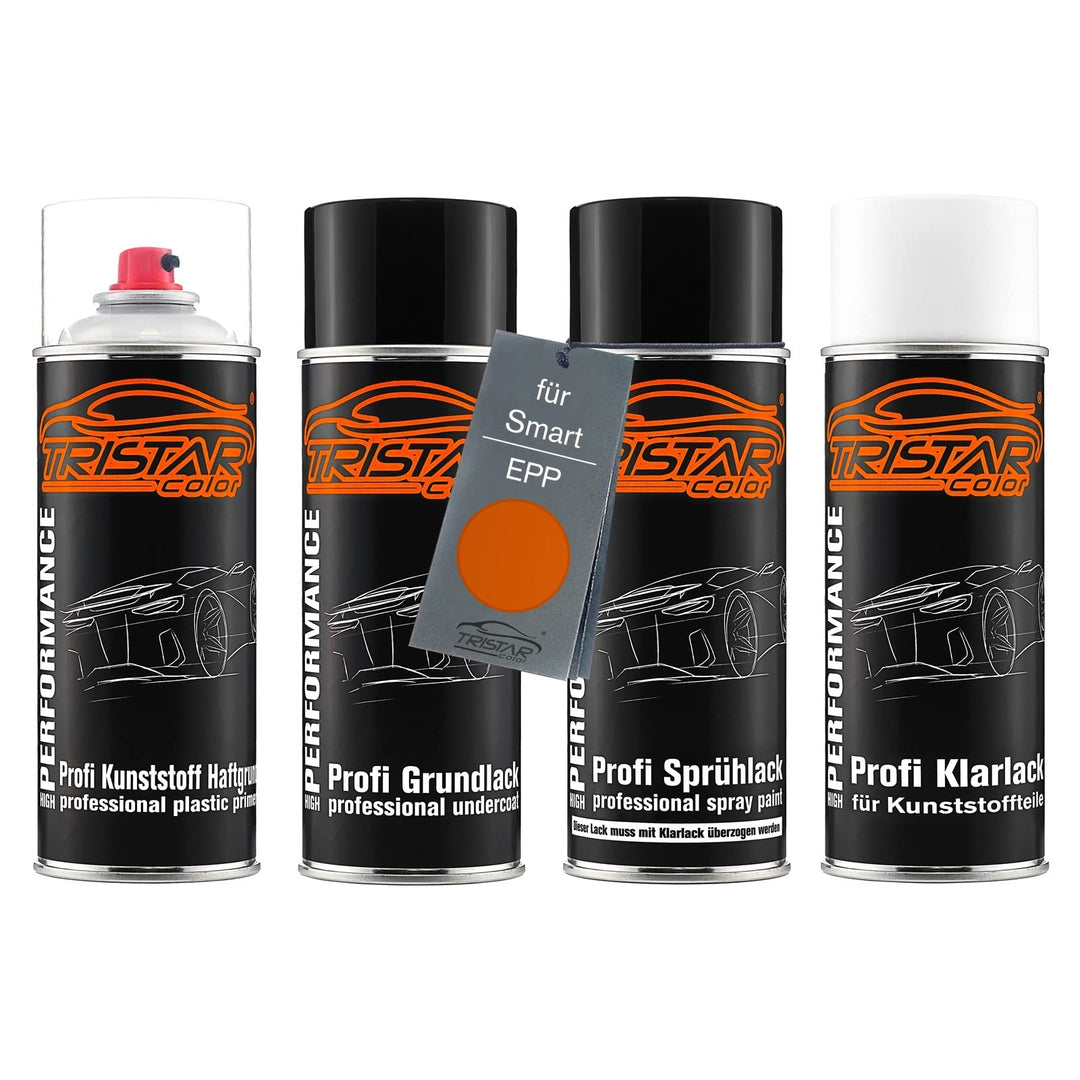 TRISTARcolor Autolack Spray Kunststoff für Smart EPP Lava Orange Metallic | Sprühdosen-Set für Stoss