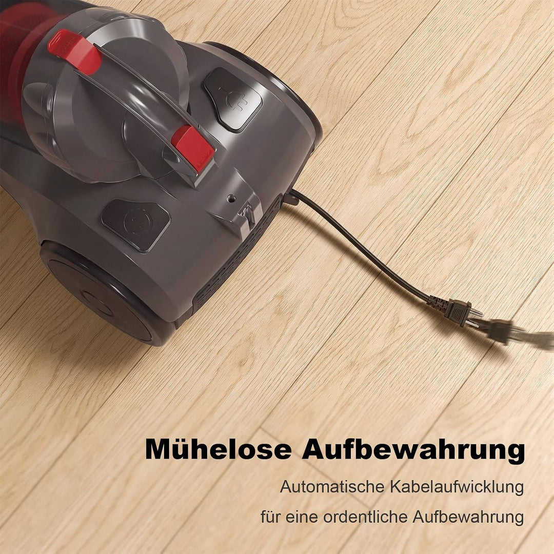 Akitas 800W Leistungsstarker beutelloser Zylinderstaubsauger Staubsauger mit deutschem Wessel Werk D