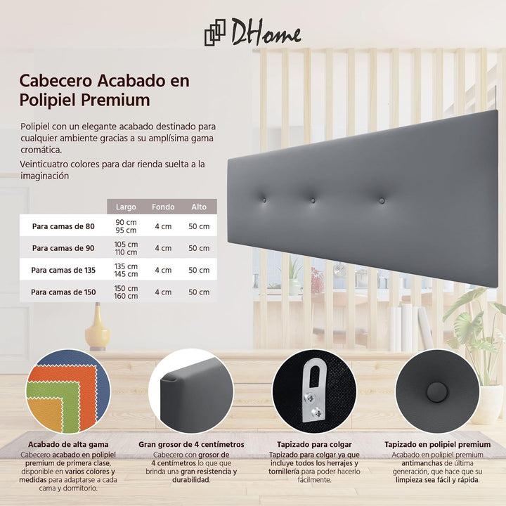 DHOME Kunstleder oder Acualine Stoff Kopfteil einfarbig mit Knöpfen gepolstert HIGH Range Luxus Bett