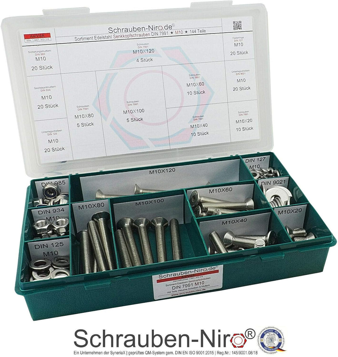 Sortiment/Set Edelstahl Senkkopfschrauben M10 DIN 7991 VA A4 V4A Innensechskant M10 | A4/V4A, M10 |