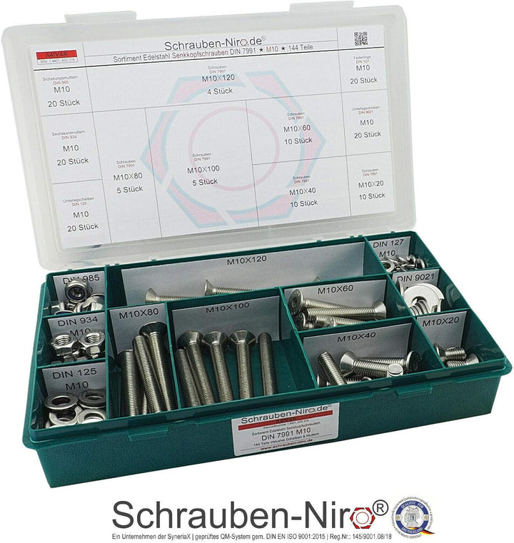Sortiment/Set Edelstahl Senkkopfschrauben M10 DIN 7991 VA A4 V4A Innensechskant M10 | A4/V4A, M10 |