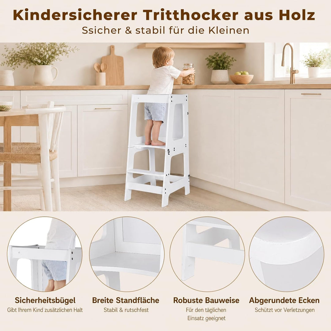 Lernturm ab 1 Jahr, Klappbarer Learning Tower mit Tafel &amp; Stifte-Set | 3 in 1 Learning Tower für Kin