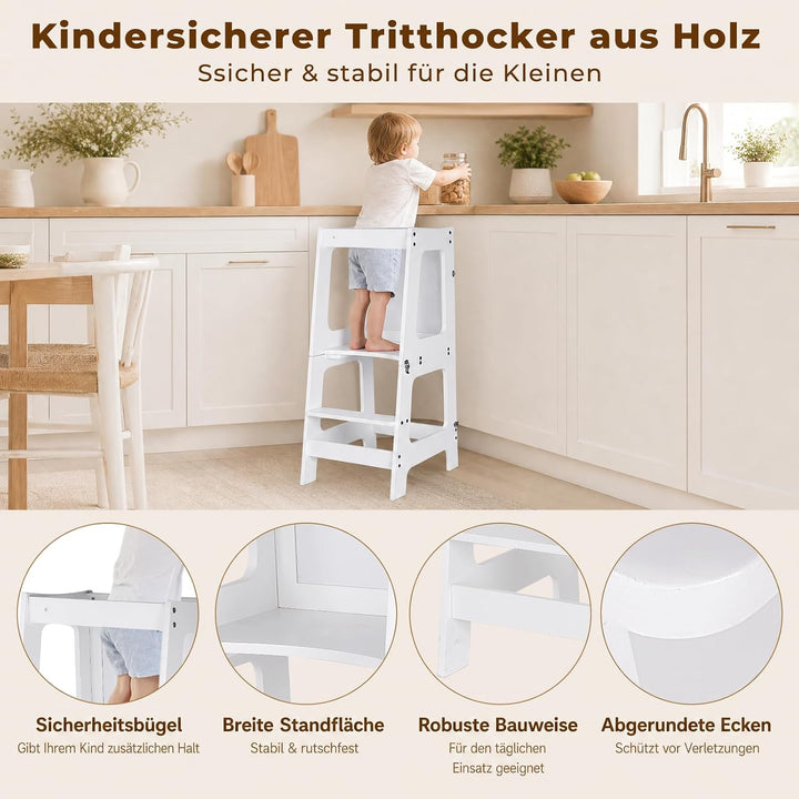 Lernturm ab 1 Jahr, Klappbarer Learning Tower mit Tafel &amp; Stifte-Set | 3 in 1 Learning Tower für Kin