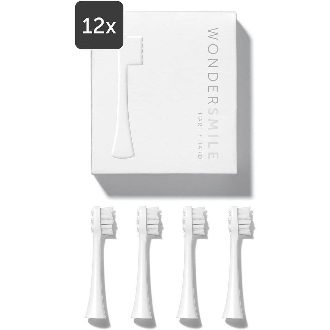 Wondersmile Ersatzbürsten Schallzahnbürste (Hard, All White, 12er Pack) - Bürstenköpfe für Wondersmi