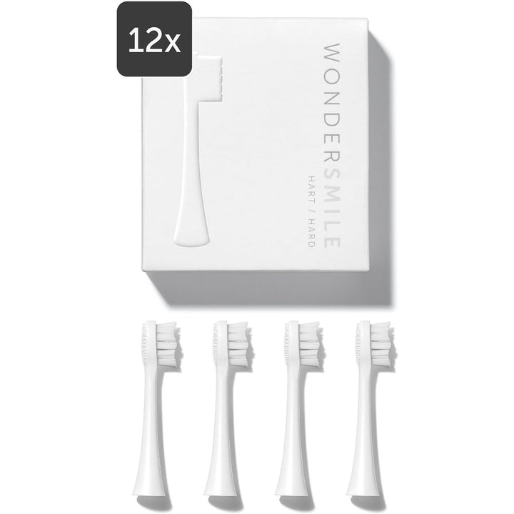 Wondersmile Ersatzbürsten Schallzahnbürste (Hard, All White, 12er Pack) - Bürstenköpfe für Wondersmi