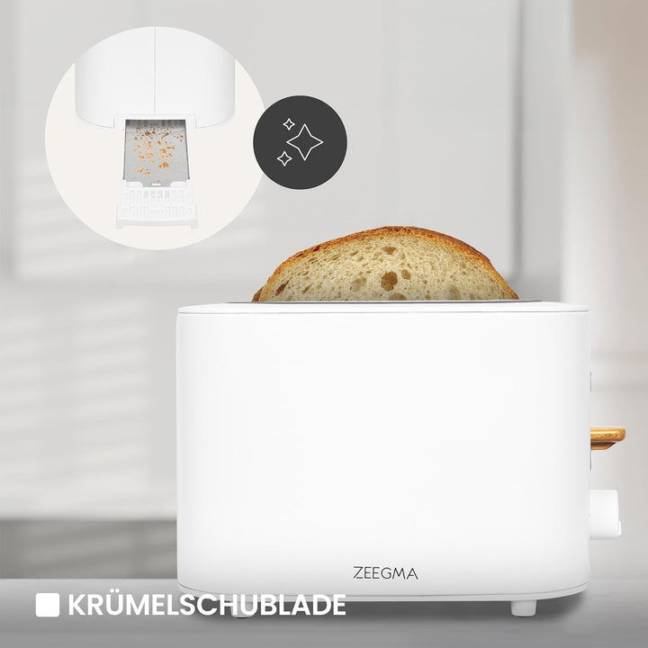 ZEEGMA TOSTEE 2-Scheiben-Toaster, Leistung 820 W, Auftau-, Aufwärm- und Stoppmodus, Krümelfach, Zeit