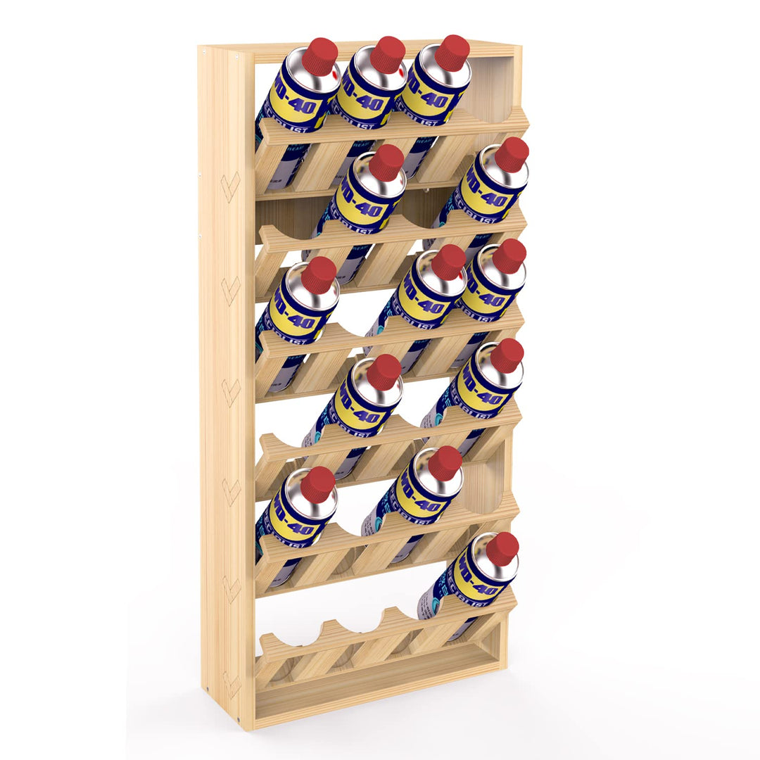 Nisorpa 24 Dosen Spray Paint Storage Rack Wooden Spray Paint Holder Wall Mount Lube Can Storage Rack