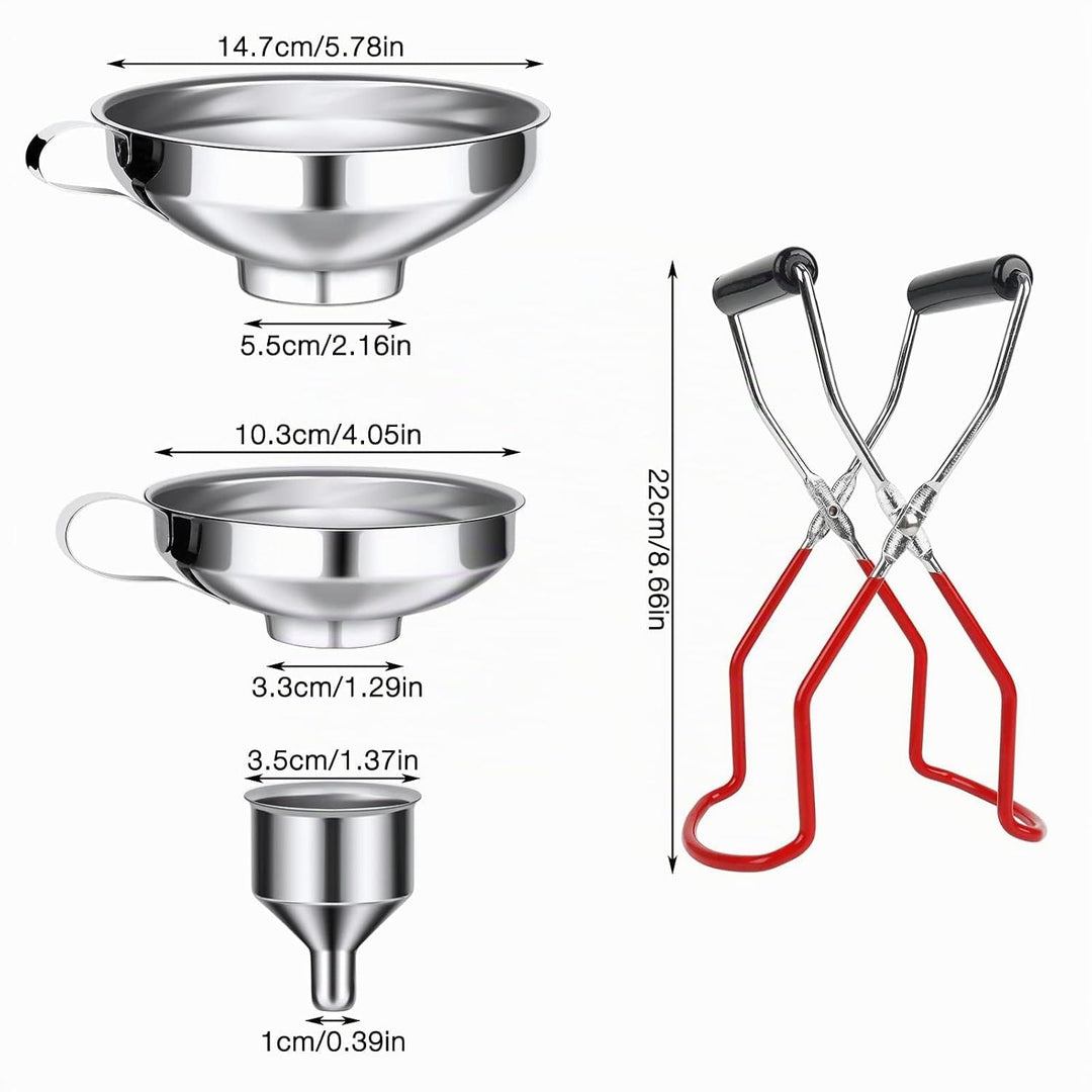 Trichter Edelstahl Set, 4 Stück Marmeladentrichter Einfülltrichter Trichter Set mit Griff und Glashe