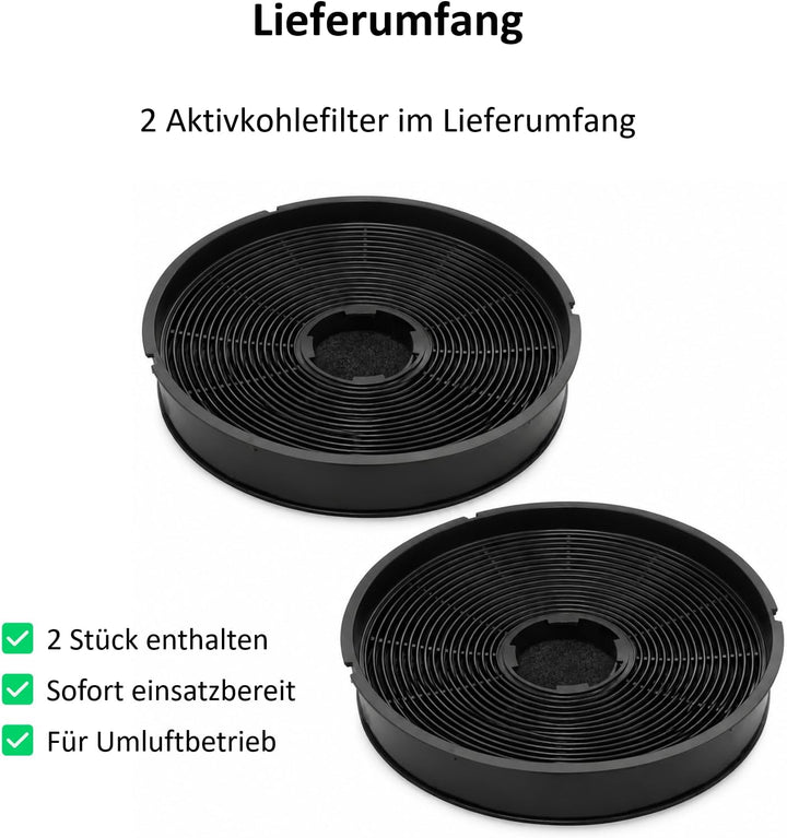 Aktivkohle-Filter - universell passend für Dunstabzugshauben von AEG, Bauknecht, Whirlpool, Electrol