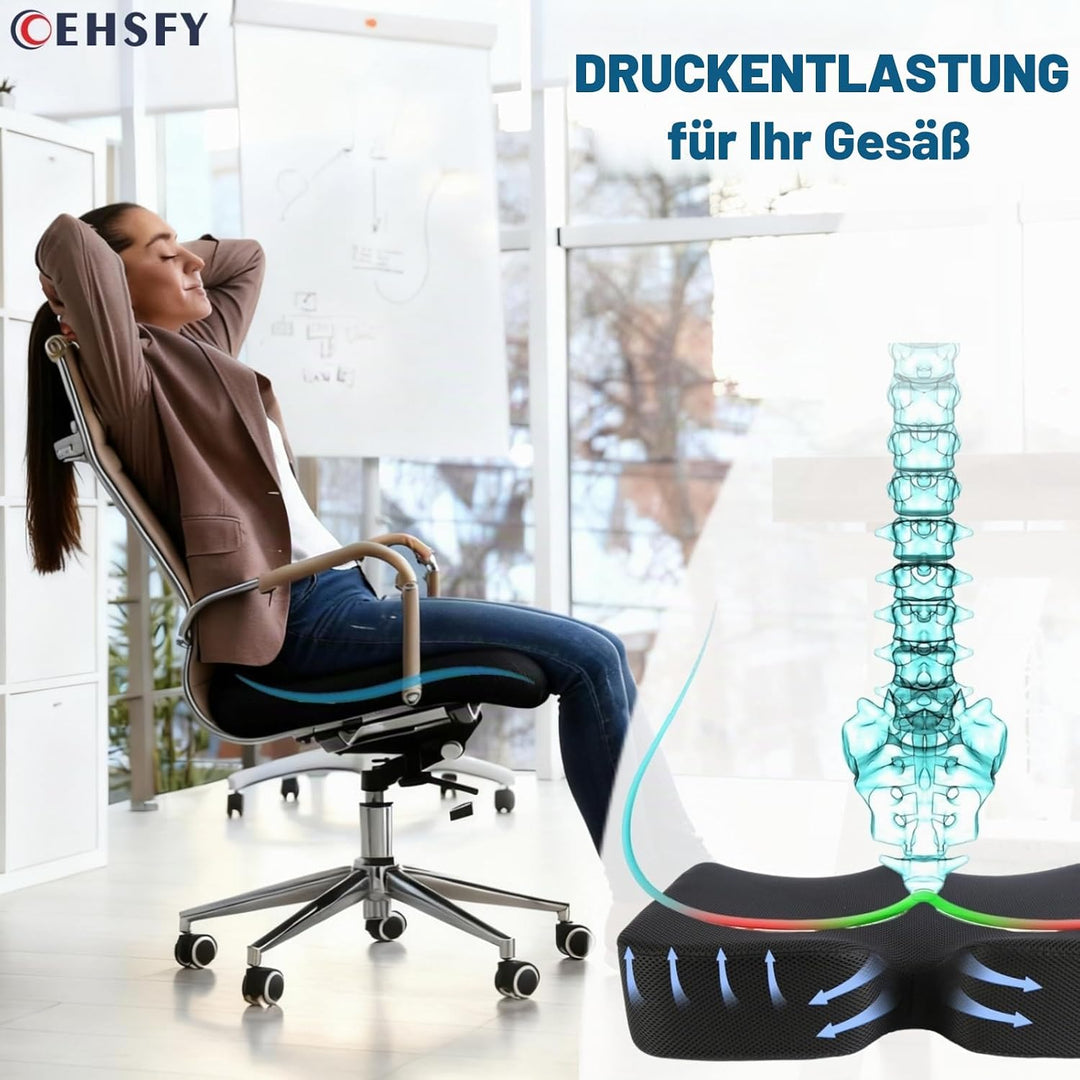 Sitzkissen aus Memory-Schaum Steissbein Sitzpolster Verdicken Erweitern Starke Unterstützung und Kom